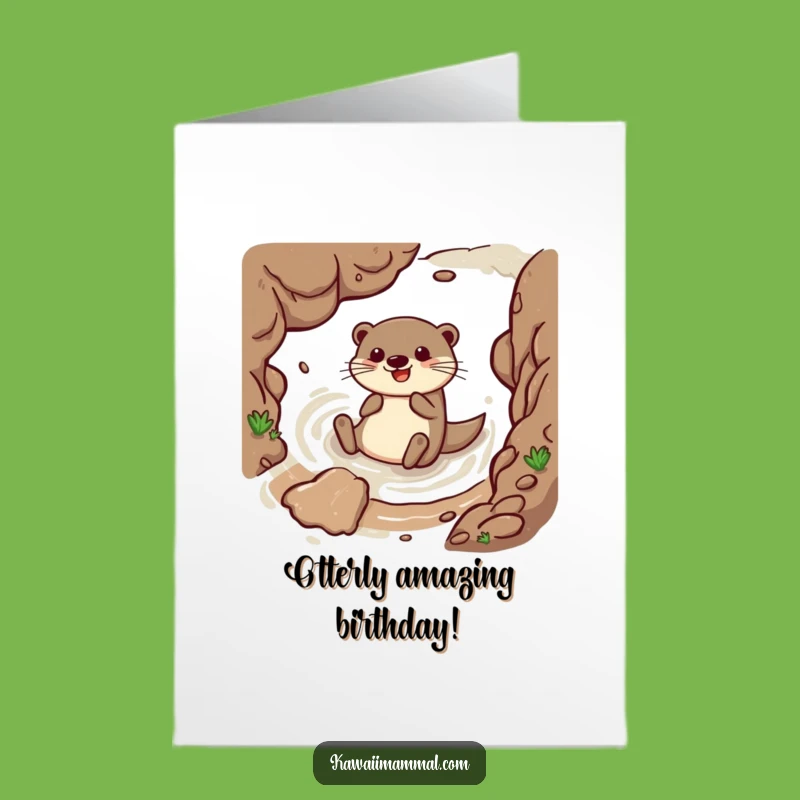 Free Printable Birthday Card: Happy Otter Slides into Fun - Funny Downloadable Gift