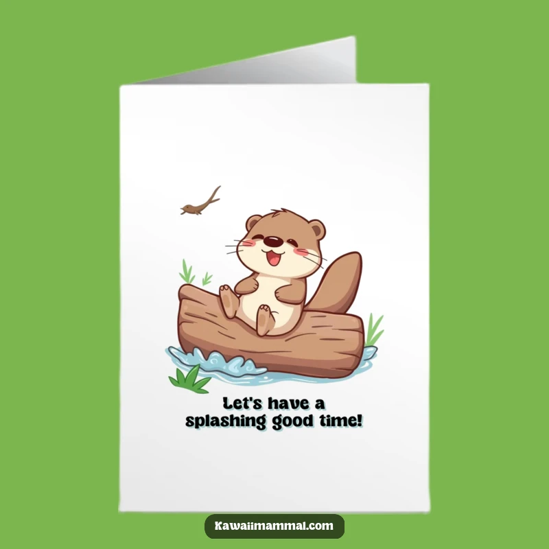 Free Printable Birthday Card: Playful Otter Sliding Fun!