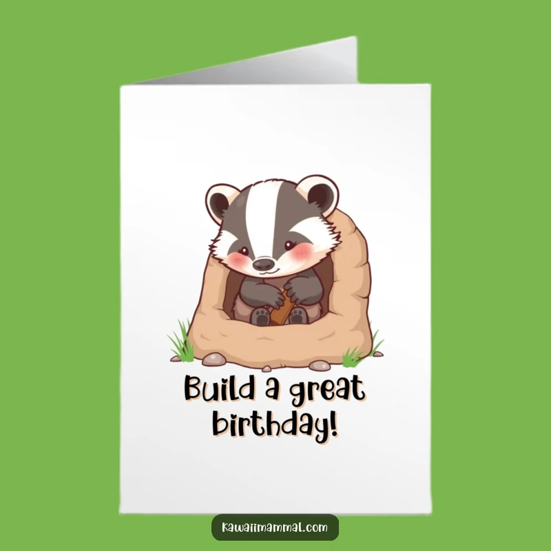 Free Printable Funny Birthday Card: Badger Burrow Builder Downloadable Gift