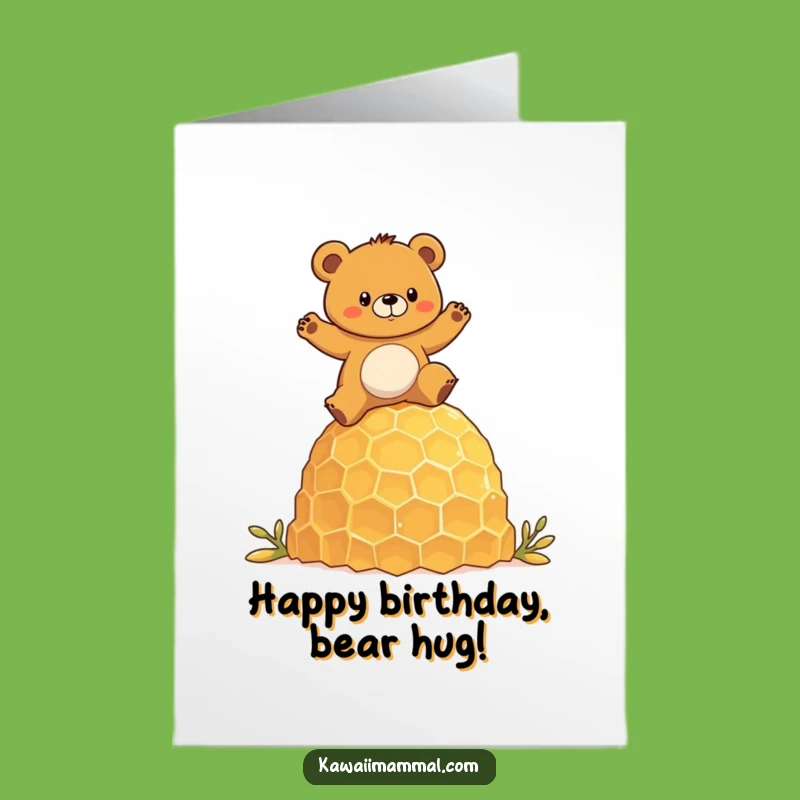 Free Printable Funny Birthday Card: Bear Balances Honeycomb - Hilarious Downloadable Gift