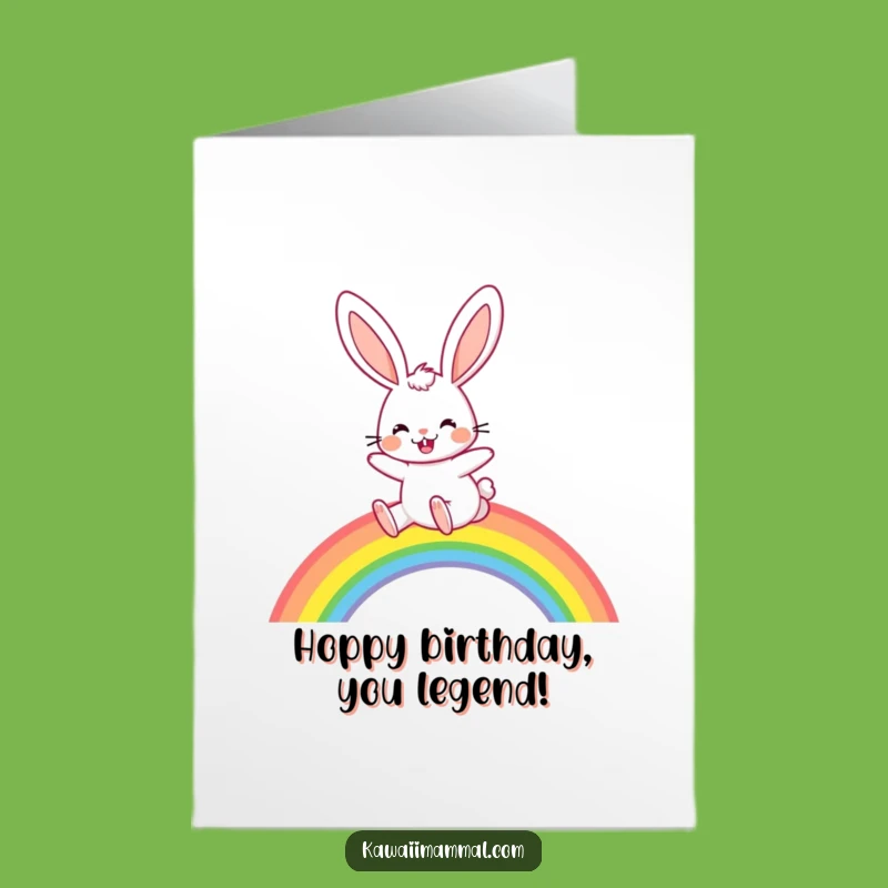 Free Printable Funny Rabbit Rainbow Birthday Card: Joyful DIY Downloadable Gift for Smiles