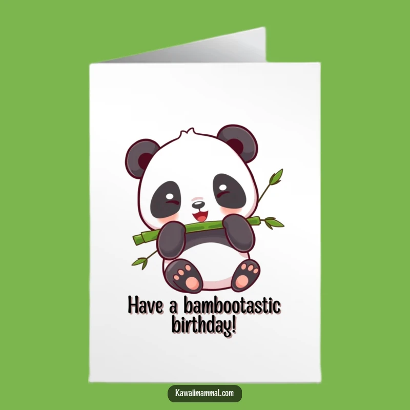 Free Printable Panda Birthday Card: Happy Munching Kawaii Downloadable Gift