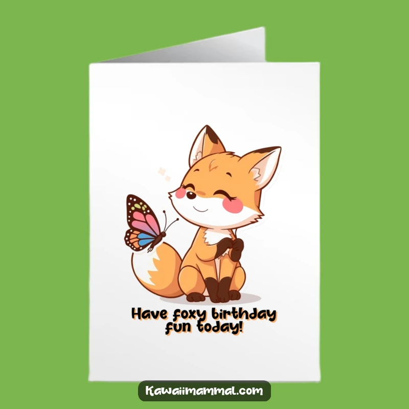 Free Printable Birthday Card: Funny Fox Pounce - Playful Downloadable Gift!
