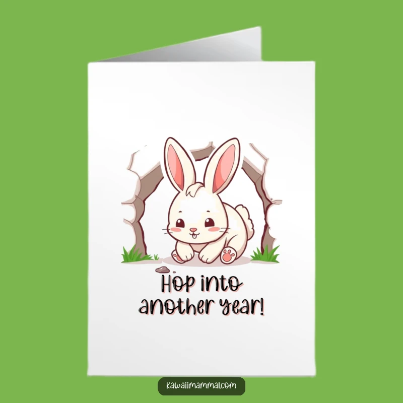 Free Printable Birthday Card: Energetic Rabbit Digs Fun - Downloadable Gift!