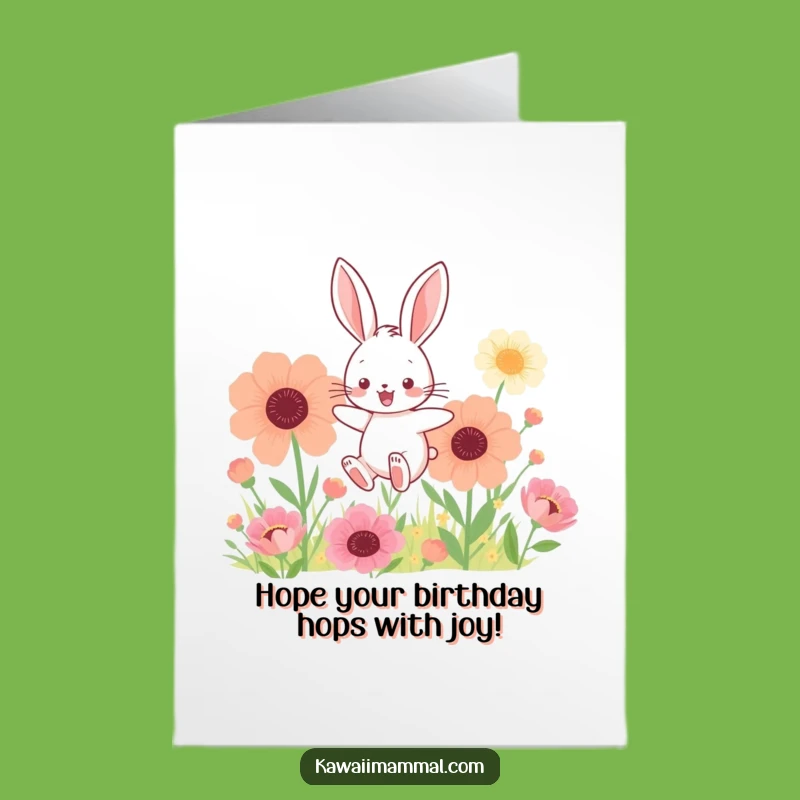 Free Printable Birthday Card: Bunny & Flowers for a Joyful Downloadable Wish