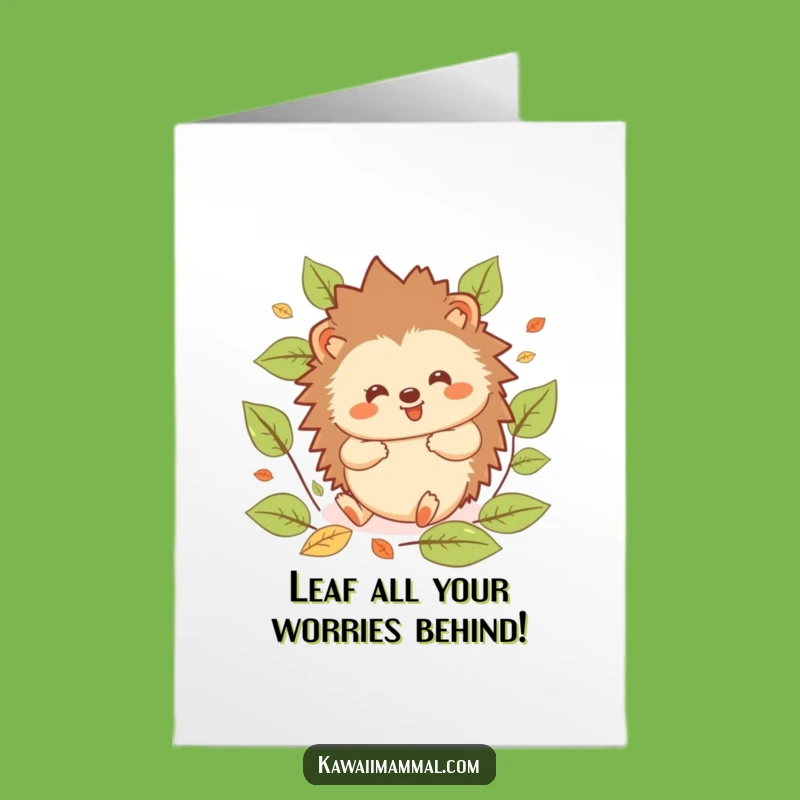 Free Printable Hedgehog Birthday Card: Funny Rolling Kawaii Character Downloadable Gift