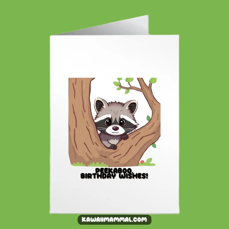 Free Printable Funny Birthday Card: Curious Raccoon Peek Downloadable Surprise