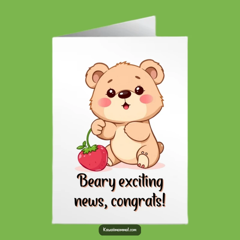 Free Printable Congrats Card: Bear Cub's Prize - Funny Sweetness Downloadable