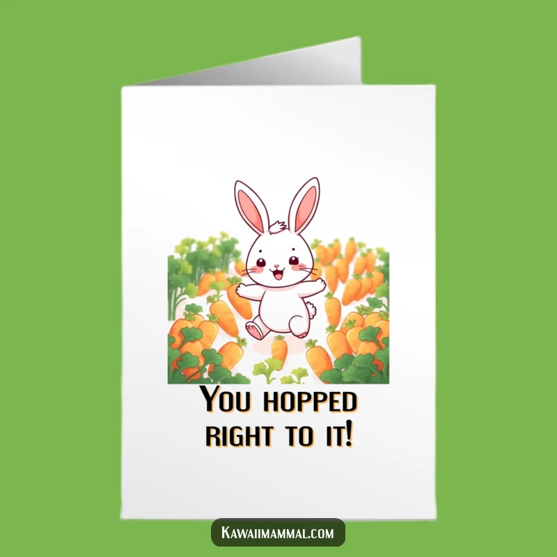 Free Printable Congrats Card: Funny Rabbit Hopping Carrots, Humorous Downloadable Gift