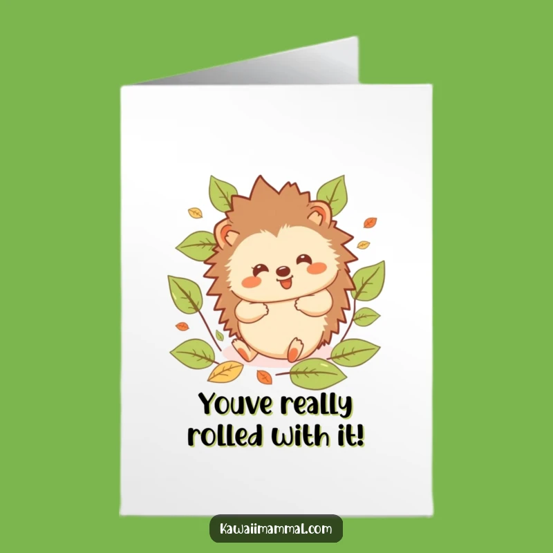 Free Printable Congrats Card: Glee Hedgehog Kawaii Downloadable Gift for Any Occasion