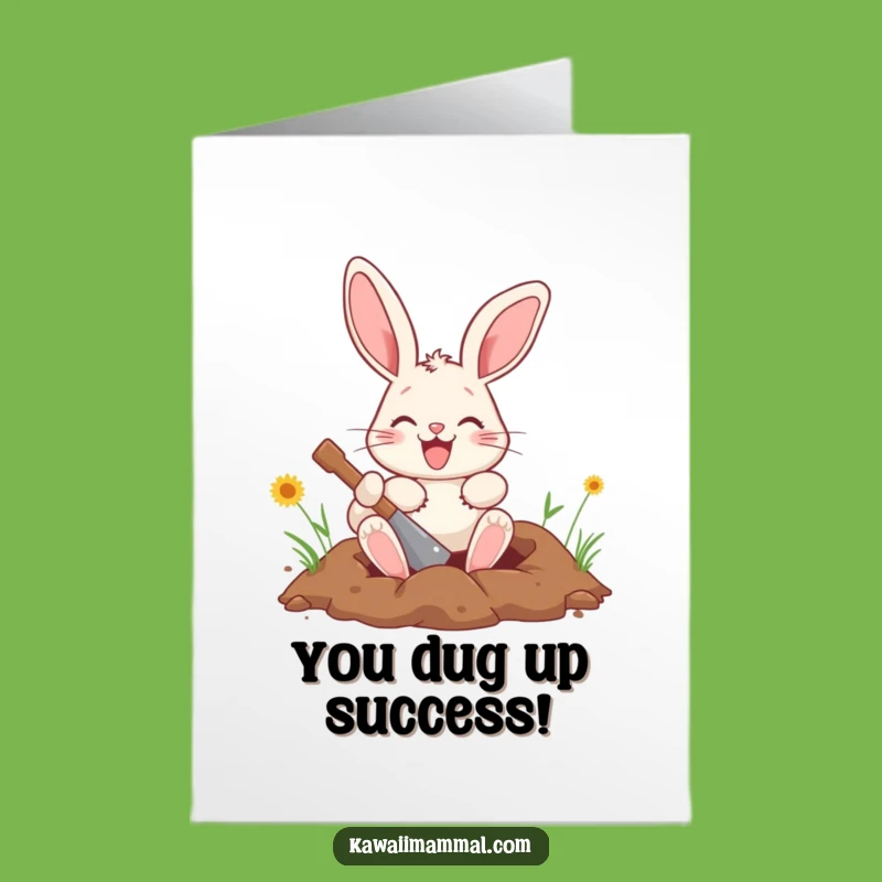 Free Printable Congrats Card: Humorous Digging Bunny Cheering, A Fun Downloadable Gift!