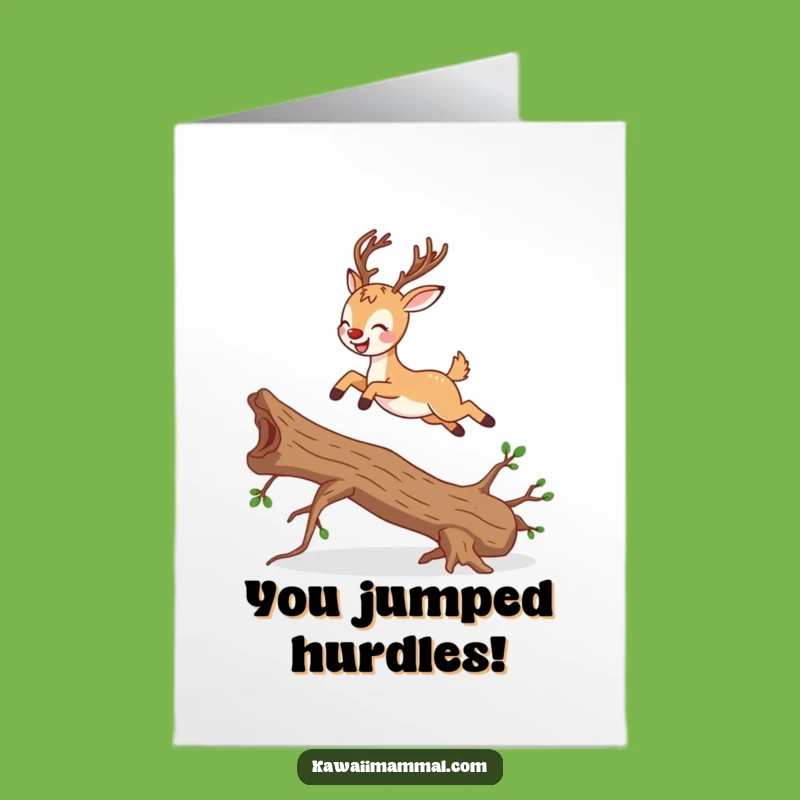 Free Printable Congrats Card: Joyful Deer Leap - Downloadable Celebration!