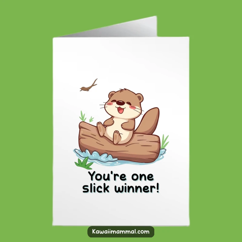 Free Printable Congrats Card: Otter Sliding to Success!