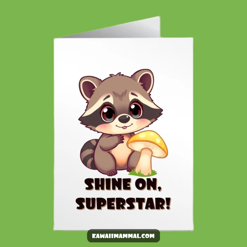 Free Printable Funny Raccoon Mushroom Congrats Card: Magical DIY Downloadable Gift