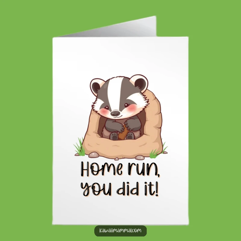 Free Printable Funny Congrats Card: Badger Burrow Success Downloadable Gift