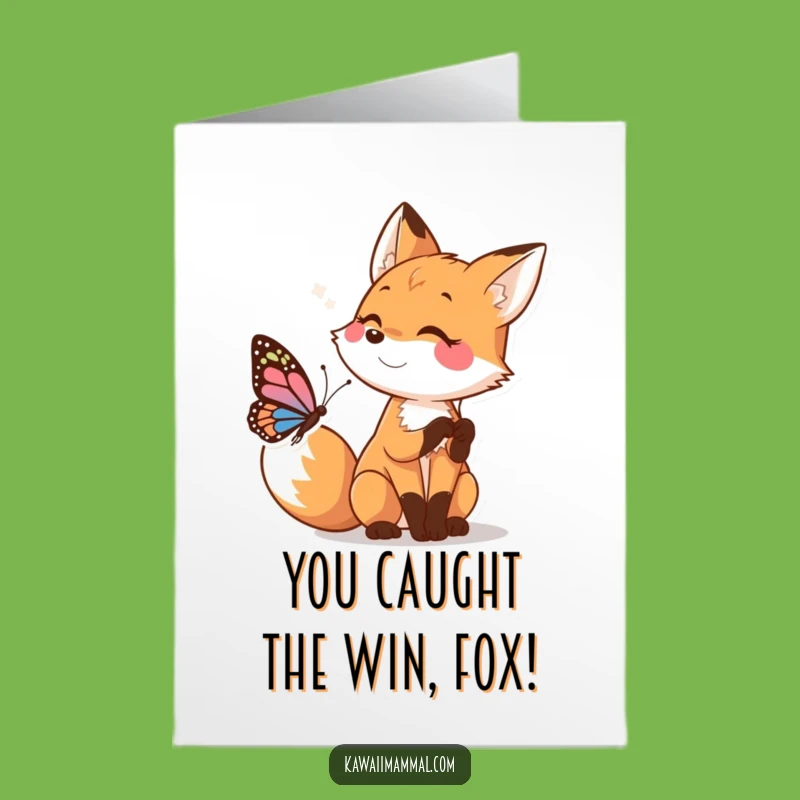 Free Printable Congrats Card: Funny Fox Chase - Playful Downloadable Gift!