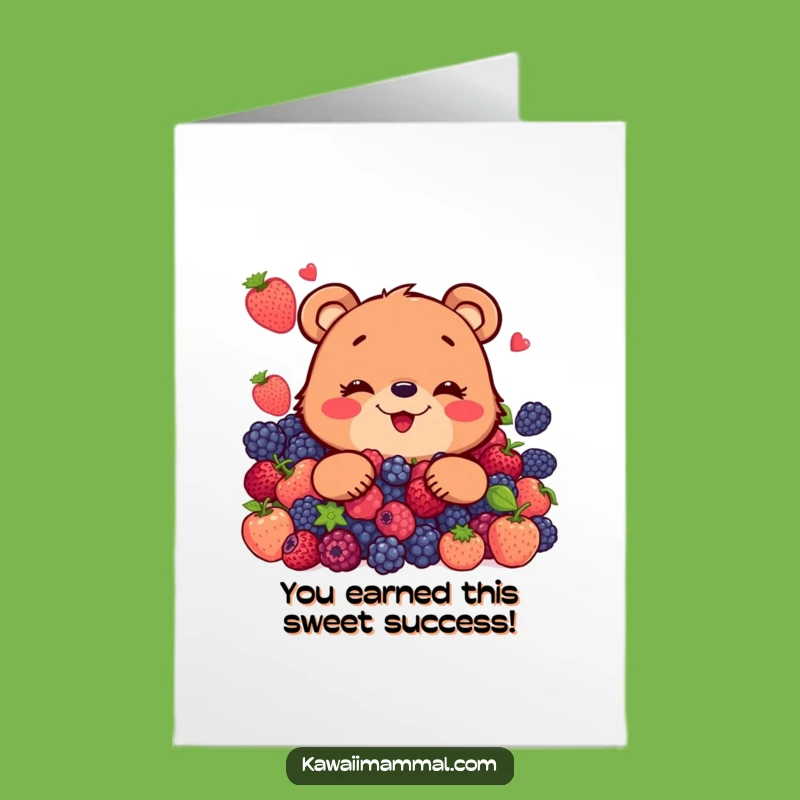 Free Printable Congrats Card: Bear's Berry Bonanza, Humorous Downloadable Celebration