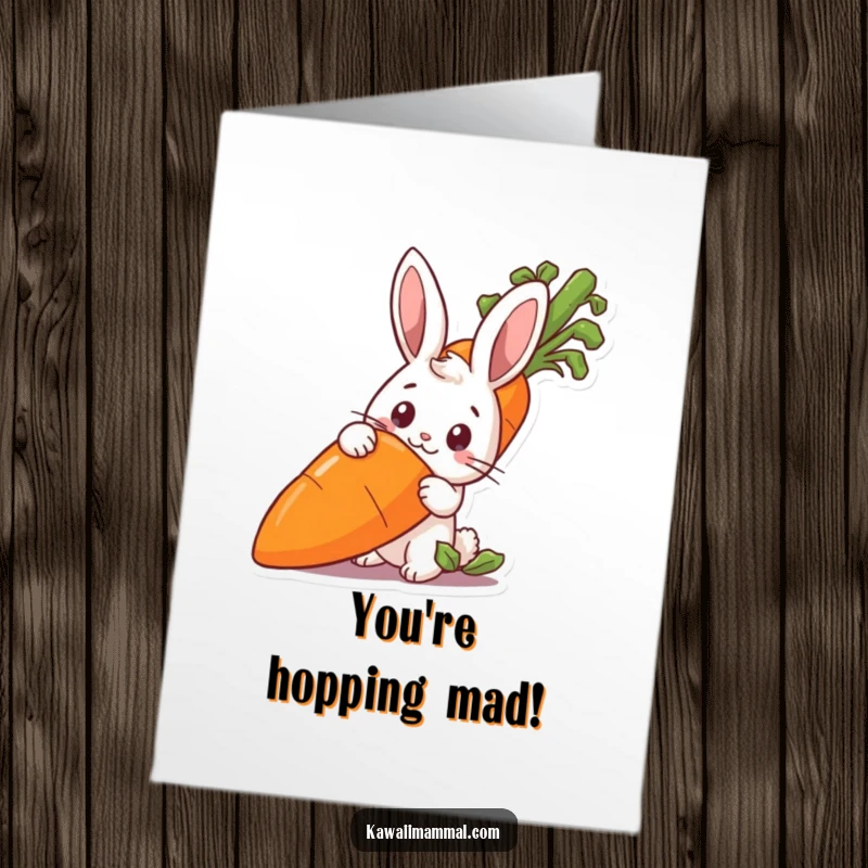 Funny Free Printable Congratulations Card: Curious Rabbit Peeking Behind Giant Carrot, Celebrating a Big Achievement.