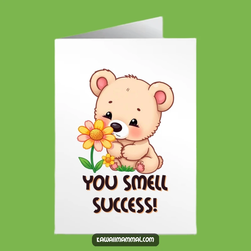 Free Printable Bear Cub Congratulations Card: Curious Sniffer, Downloadable DIY Gift