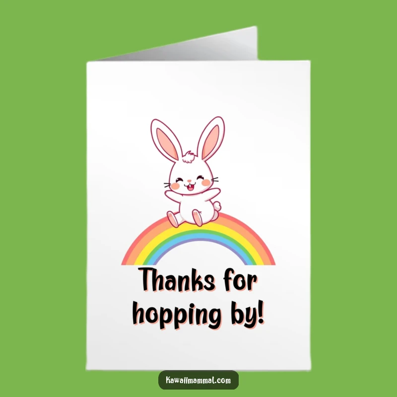 Free Printable Funny Rabbit Rainbow Thank You Card: Cheerful DIY Downloadable Gift