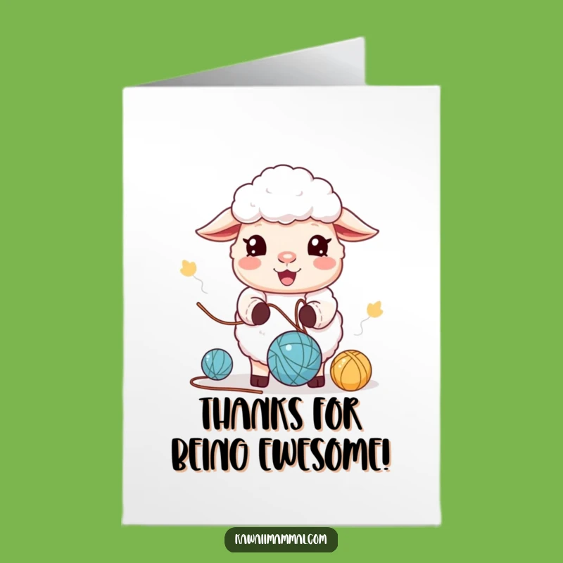Free Printable Kawaii Sheep Thank You Card: Juggling Gratitude Downloadable Gift