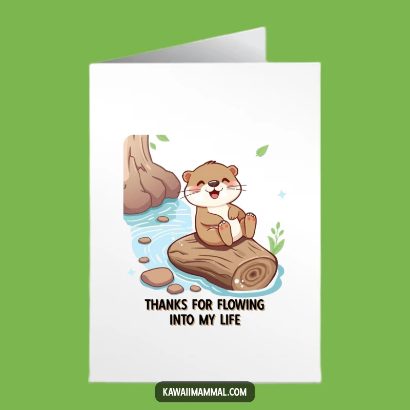 Free Printable Otter Thank You Card: Sliding with Gratitude, Playful Thanks, Funny Downloadable Gift