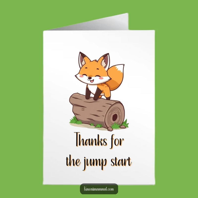 Free Printable Thank You Card: Amusing Leaping Fox Expressing Gratitude, Downloadable Gift