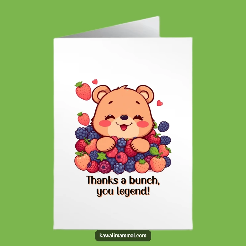 Free Printable Thank You Card: Bear's Berry Gratitude, Adorable Downloadable Gift