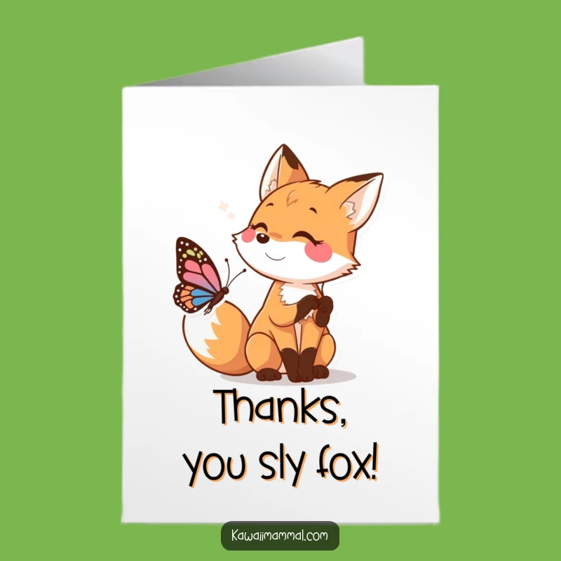 Free Printable Thank You Card: Funny Fox Gratitude - Playful Downloadable Gift!
