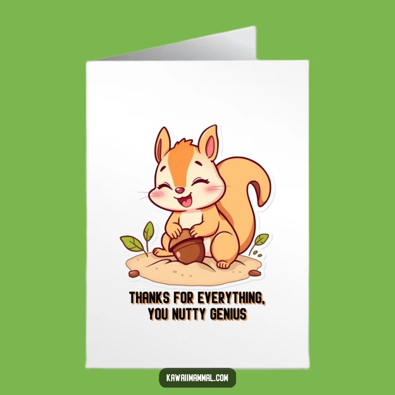 Free Printable Thank You Card: Giggling Squirrel's Acorn Gratitude Funny Downloadable Gift