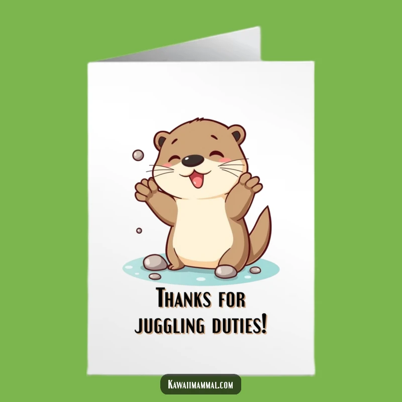 Free Printable Thank You Card: Otter Juggling Pebbles - Adorable Downloadable Gift