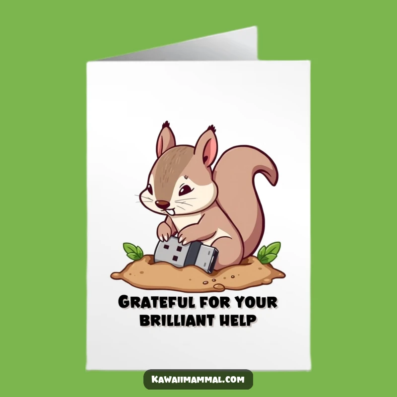 Free Printable Squirrel Tech Thank You Card: Funny USB Nut Downloadable Gift