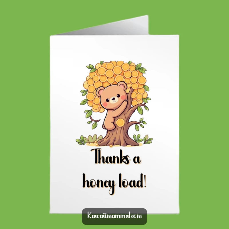 Free Printable Thank You Card: Honeycomb Bear Climbing Funny Downloadable