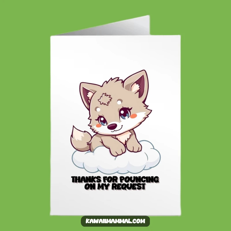 Free Printable Thank You Card: Wolf Cub Cloud Pounce Funny Downloadable
