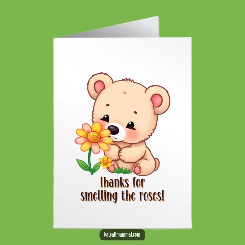 Free Printable Bear Cub Thank You Card: Curious Sniffer, Downloadable DIY Gift