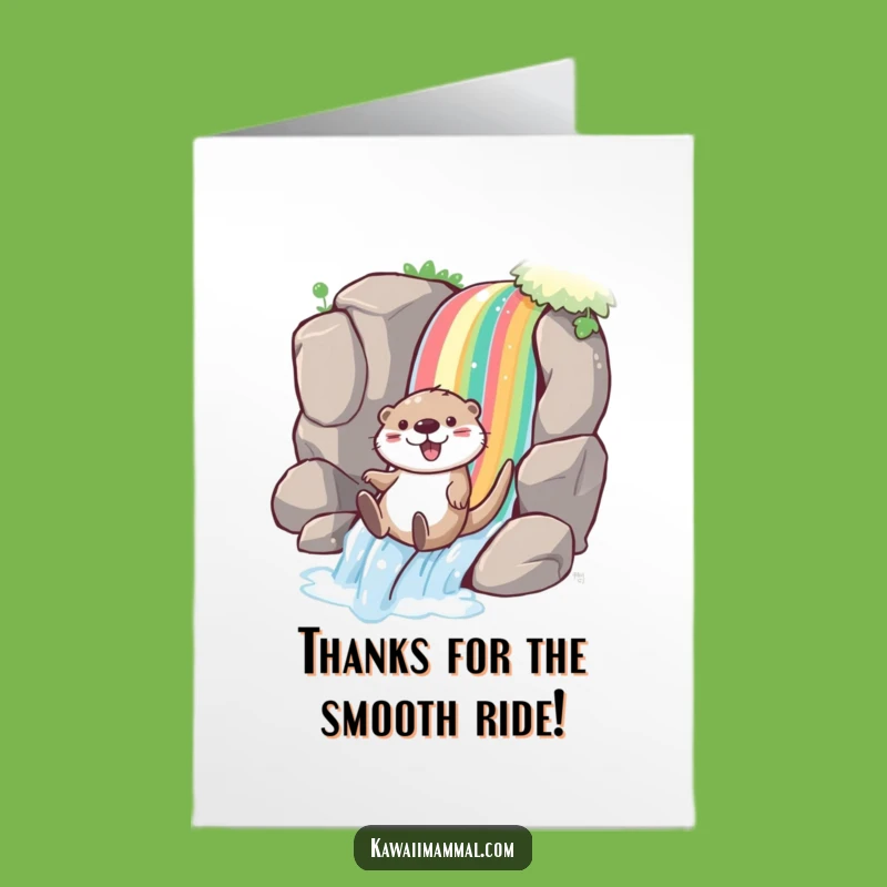 Free Printable Thank You Card: Funny Otter Rainbow Slide, Humorous Downloadable Gift