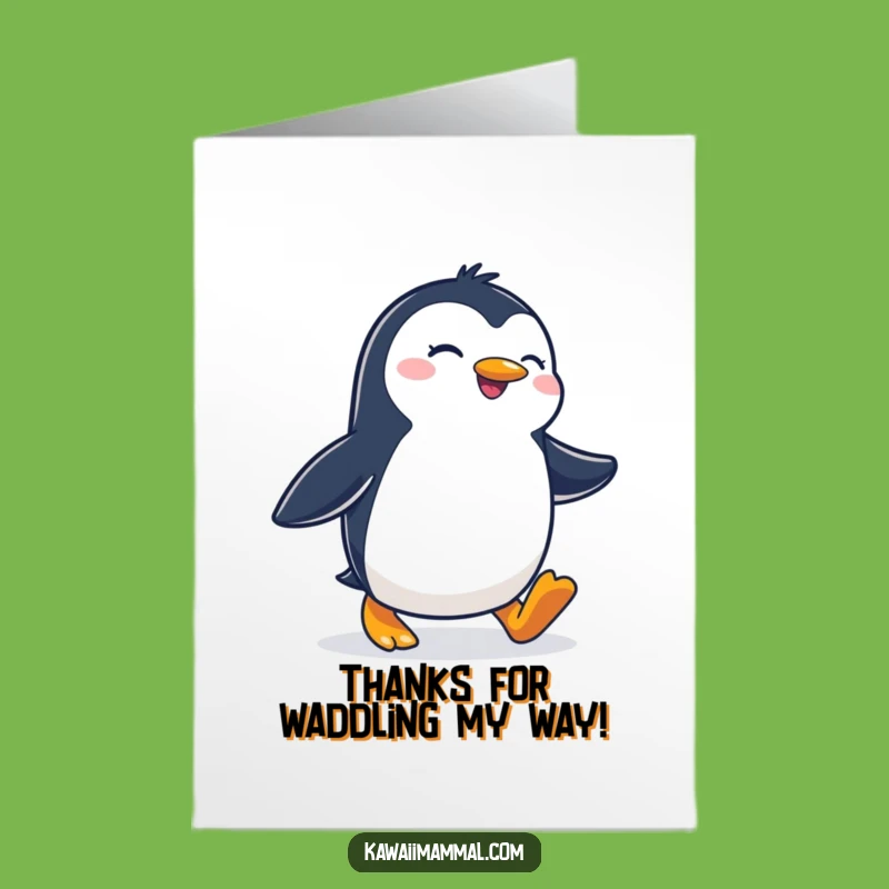 Free Printable Penguin Thank You Card: Joyful Waddler, Downloadable DIY Gift