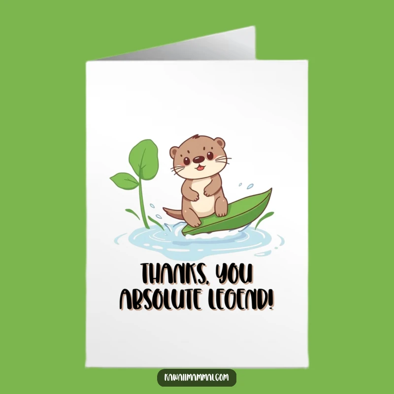 Free Printable Kawaii Otter Thank You Card - Funny Surfer Appreciation Downloadable
