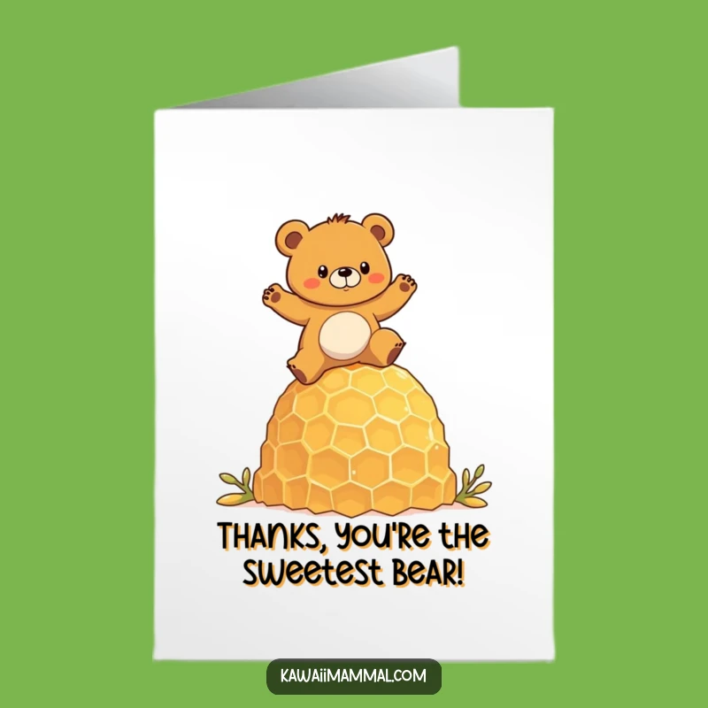 Free Printable Thank You Card: Bear Honeycomb Balance - Humorous Downloadable Appreciation Greeting