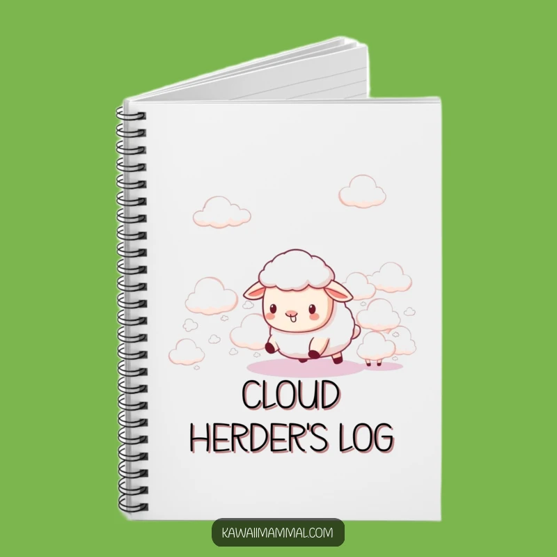Funny Kawaii Sheep Cloud Herder Notebook - Cute Dreamy Journal - School Gift