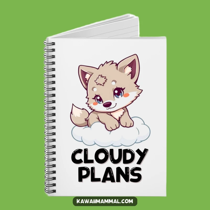Funny Wolf Cub Notebook - Playful Cloud Pounce Journal, Whimsical Gift Idea