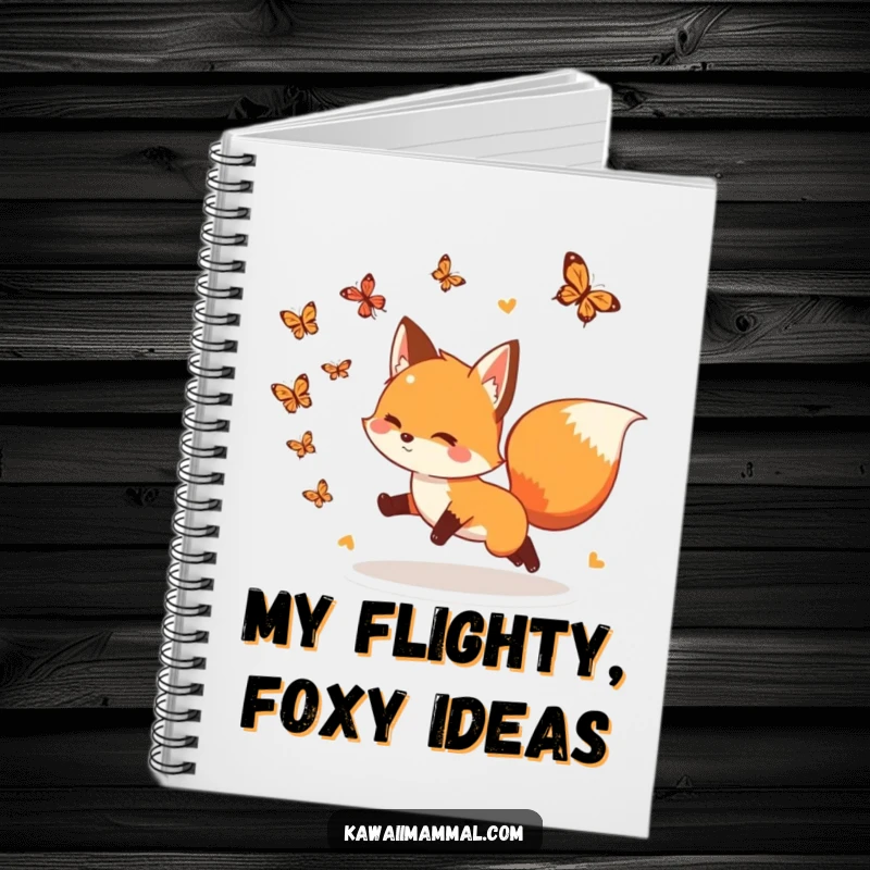Funny Notebook: A playful fox with a bushy tail excitedly chases butterflies, perfect for notes and imaginative thoughts.