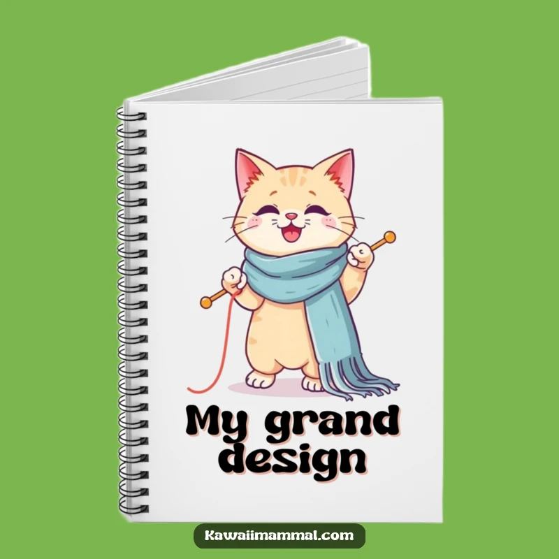Funny Kawaii Cat Knitting Notebook - Journal for Feline Crafters Gift