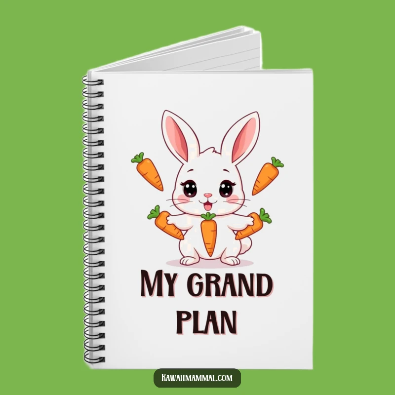 Funny Kawaii Rabbit Juggling Notebook - Journal for Carrot Fans Gift