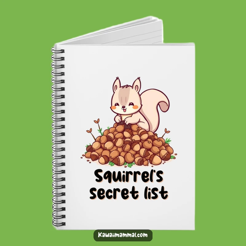 Funny Kawaii Squirrel Notebook - Cute Acorn Journal - School Gift