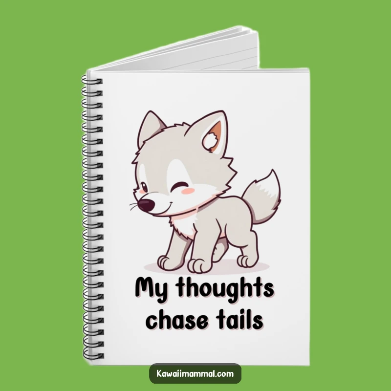 Funny Wolf Pup Notebook: Kawaii Tail Chasing Pages, Journal Gift for Energetic Minds