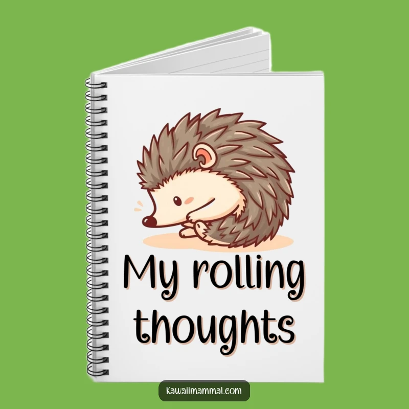 Funny Kawaii Hedgehog Roll Notebook - Cute Spiky Journal - School Gift