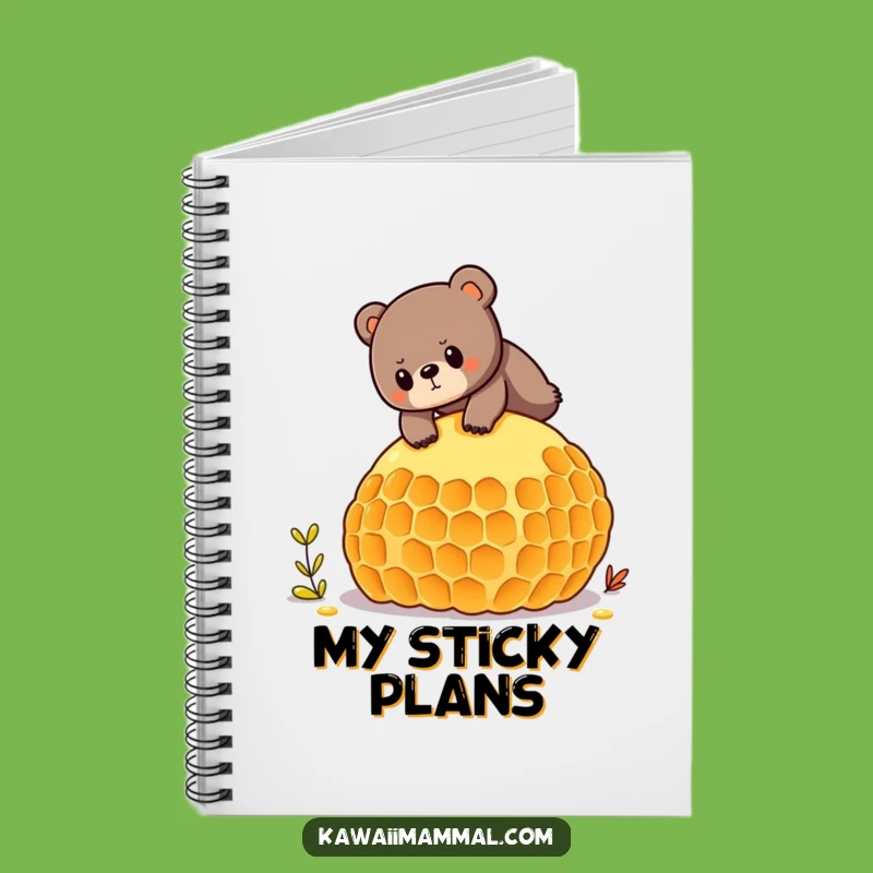 Funny Bear Honeycomb Notebook - Determined Yogi Balancing, Journaling Funny Gift