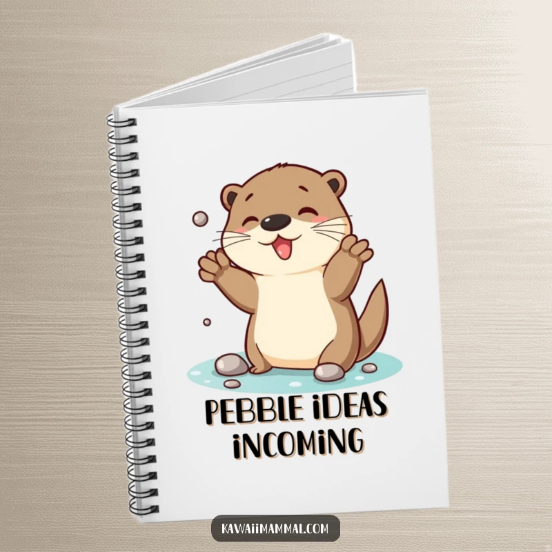 Funny Otter Notebook: Features a playful otter enthusiastically juggling shiny pebbles, perfect for jotting down notes with a smile.