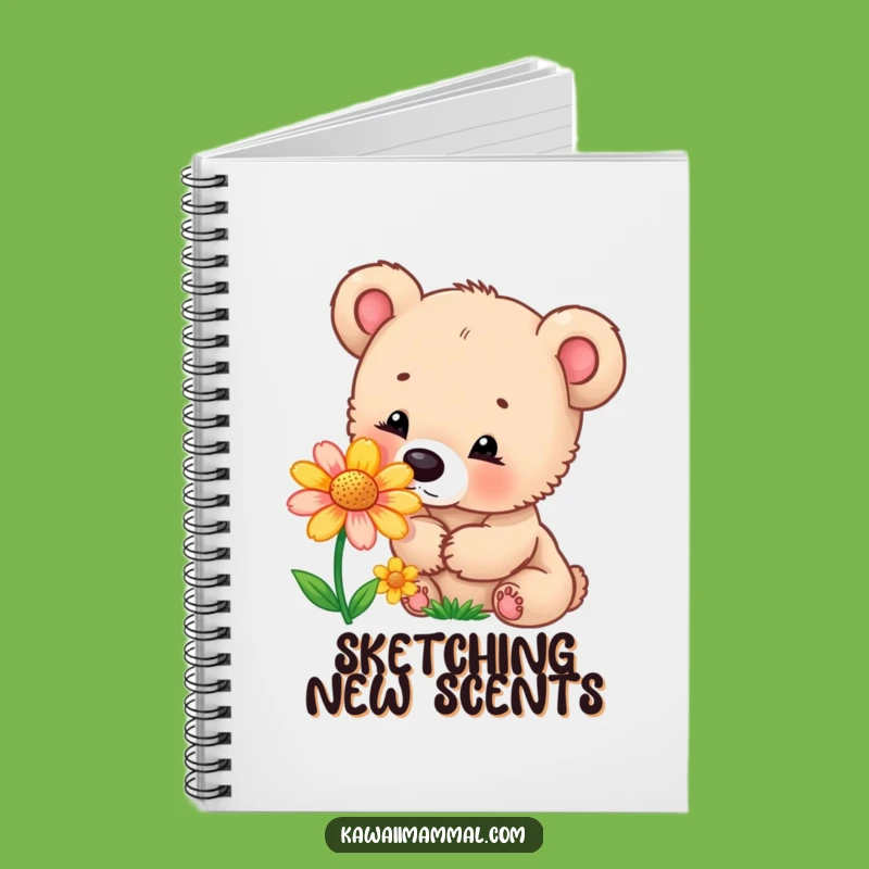 Funny Bear Cub Flower Notebook: Jot Down Discoveries with Curious Charm